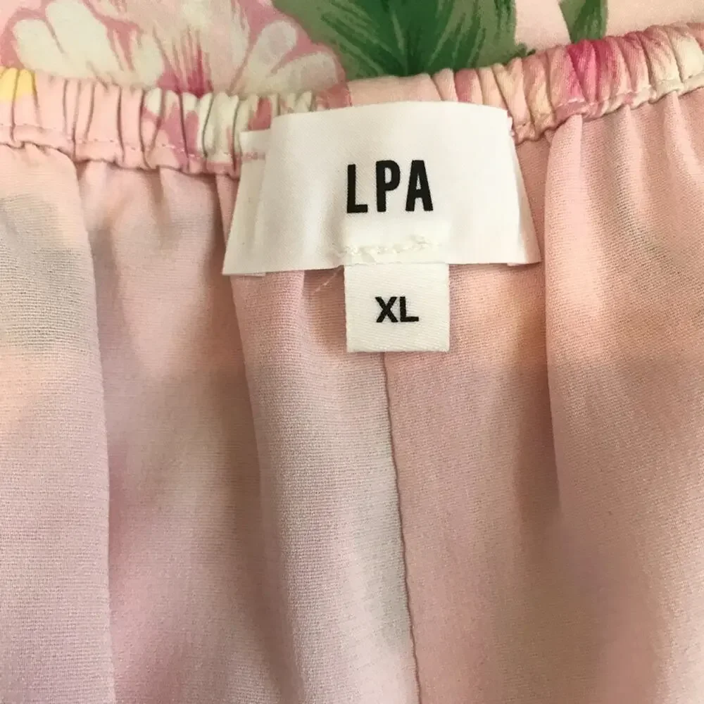 LPA Benni Faux Wrap Shorts Floral Pink Size XL NEW